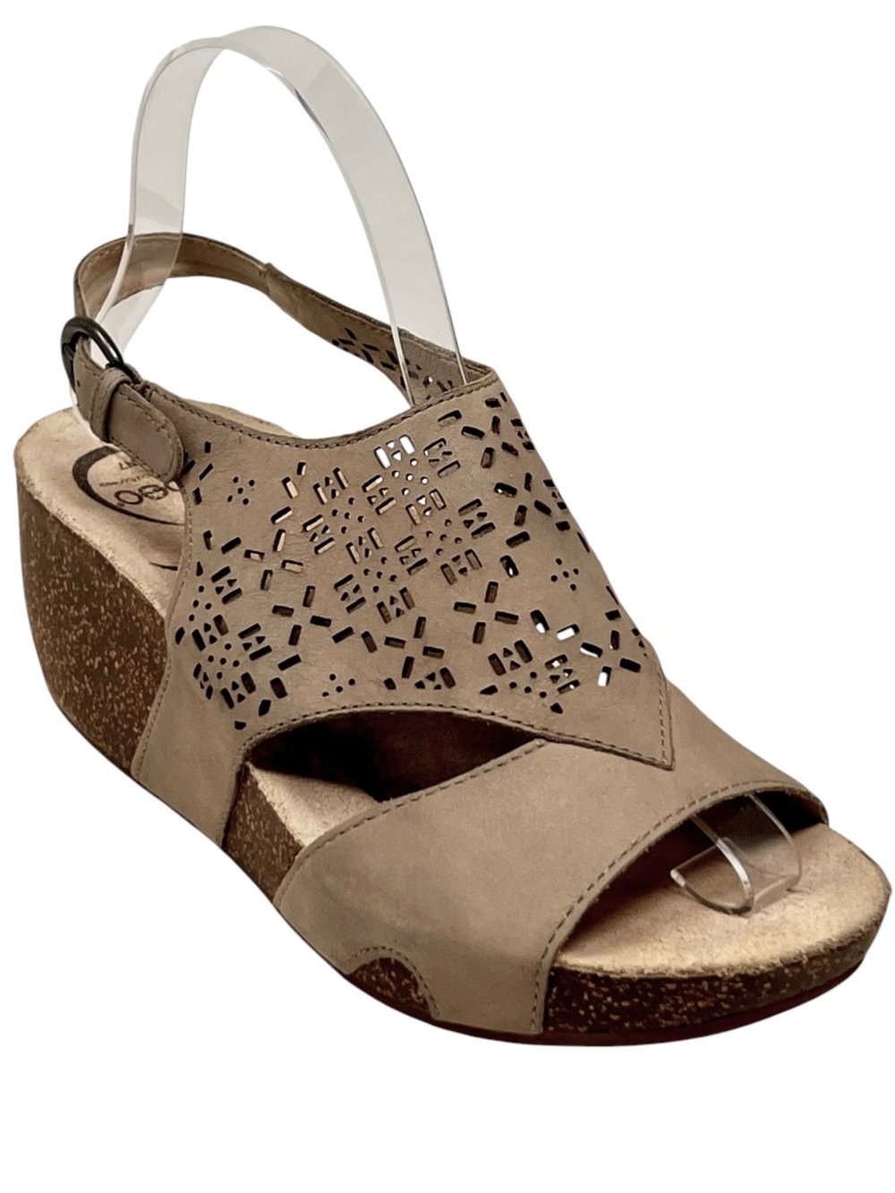 Women's Abeo Unify Taupe Leather Platform Orthotic Wedge Sandal size 7N